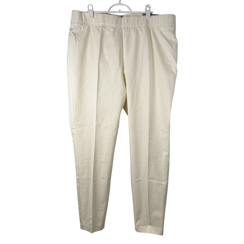 Talbots Essex Ankle Pants Women's Size 16W Cream Pull On Skinny Pleated Mid Rise